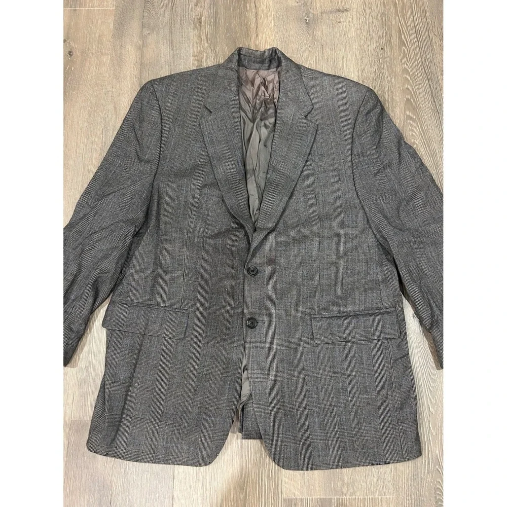 Lauren Ralph Lauren Mens 44R‎ Blazer Grey Glen Plaid Wool Cashmere Sport Coat